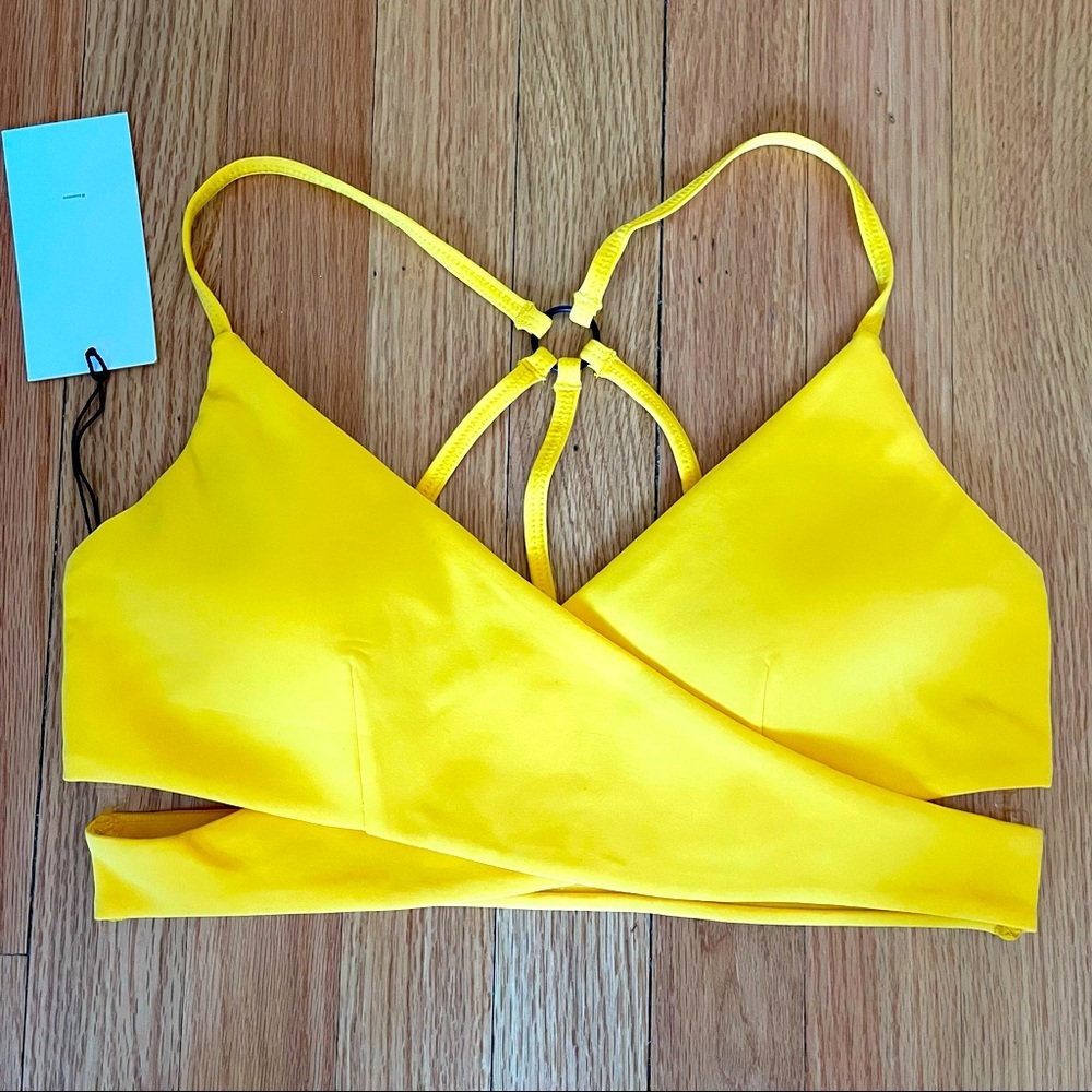 LOVEWAVE Revolve Goldenrod Yellow Cutout Swim Top Strap Detail NWT